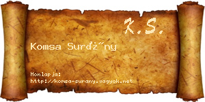 Komsa Surány névjegykártya